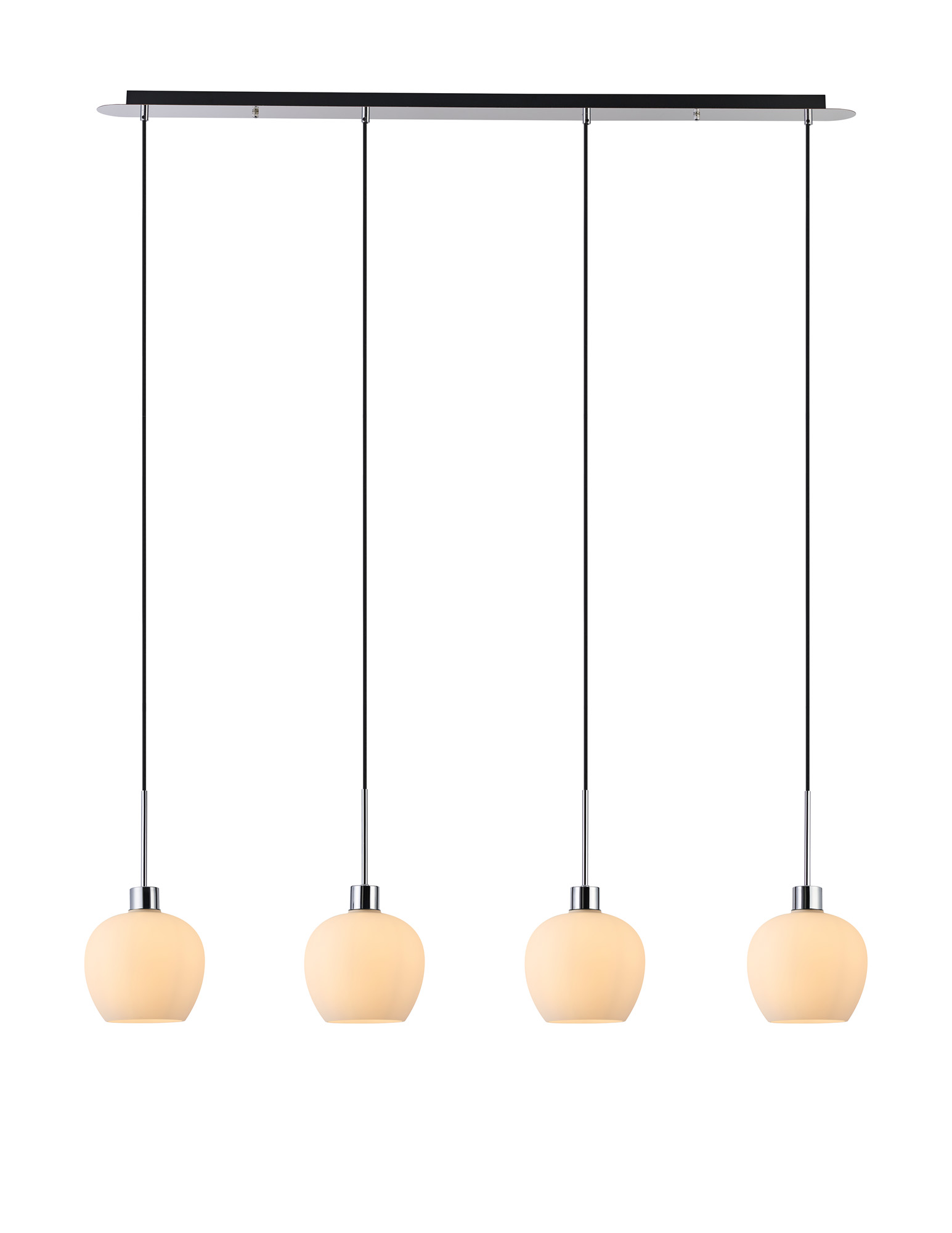 DK1325  Lori Linear Pendant, 4 Light Adjustable E27, Polished Chrome/Opal Wine Shades